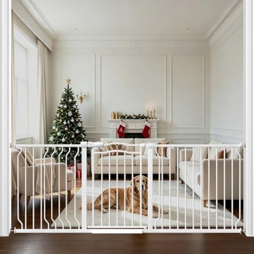 Fairy Baby 71.7"-81.1" Extra Wide Baby Gate with Door Large Pet Gate Indoor by FairyBaby