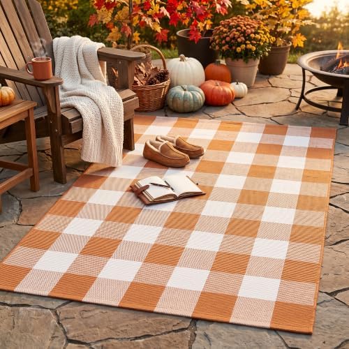 Caramel Buffalo Plaid Rug 28 x 43 for Front Porch Entryway - Image 5