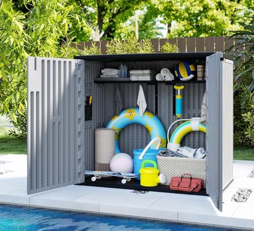 ZZM 37 Cu.ft Outdoor Storage Cabinet with One Tool Kit, Horizontal Storage Shed for Garage, Bike, Garbage Cans, Garden Accessories - Image 4