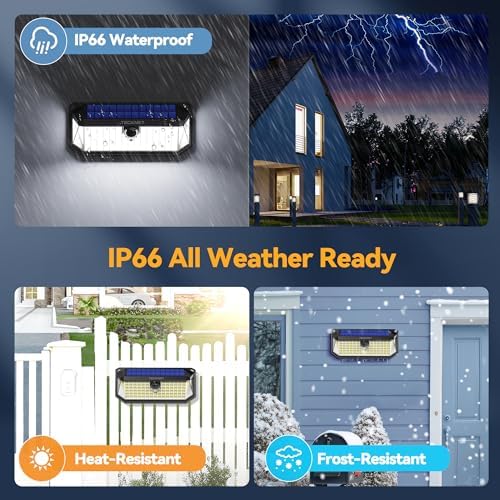 TECKNET Solar Lights Outdoor Motion Sensor Waterproof,2×231 LED + 1×416 LED - Image 6