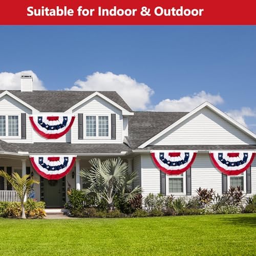 2 x 4 Ft American Bunting Flags Outdoor, US Flag Bunting for Outside, Patriotic Half Fan Bunting Flag with Brass Grommets for 4th of July Indoor Outdoor (Set of 4) - Image 4