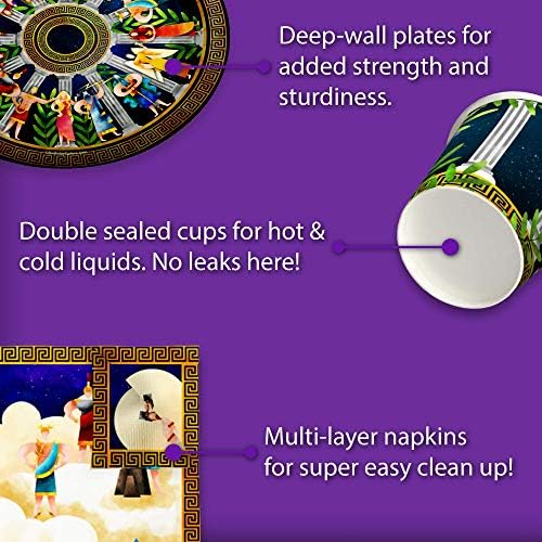 Greek Mythology Birthday Party Supplies Set Plates Napkins Cups Tableware Kit for 16 - Image 5