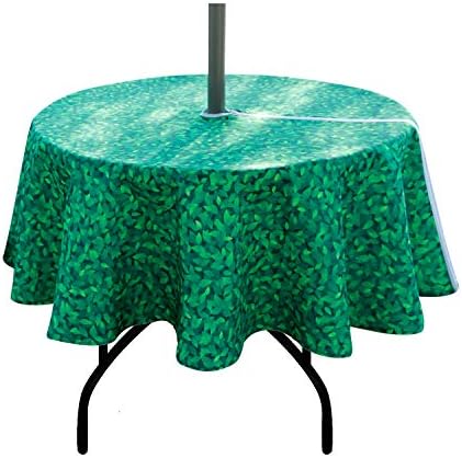 EHouseHome Outdoor and Indoor 60inch Round Tablecloth with Umbrella Hole and Zipper, Waterproof Zippered Patio Cloths, Spring/Summer Table Covers for Backyard Circular Table/BBQs/Picnic by EHouseHome
