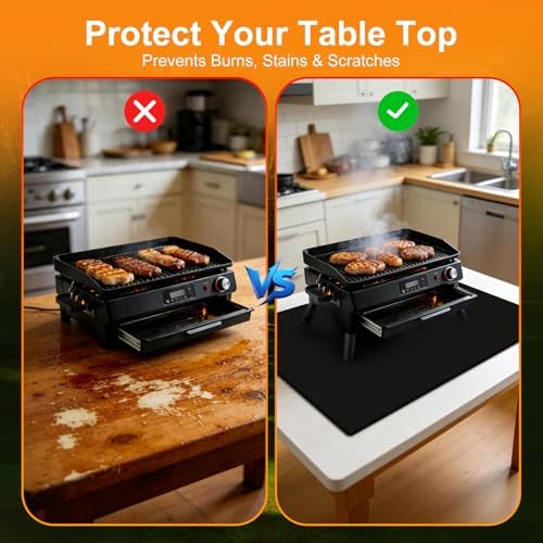 LETITIN 48x30 Under Grill Protector for Blackstone Ninja Tabletop Griddle, Double‑Sided Fireproof Oil Waterproof for Deck Patio Grass, Small BBQ Fire Pit Outdoor Grilling - Image 3