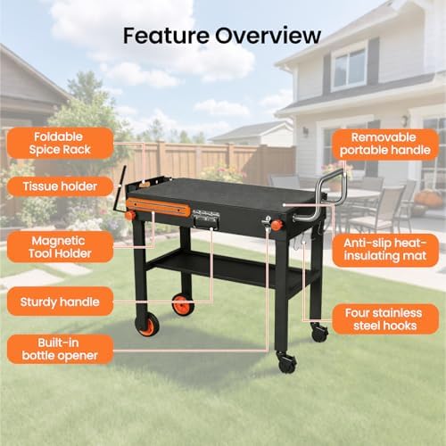 Folding Grill Table for Blackstone 17" & 22" Griddle, Portable Grill Cart - Image 2