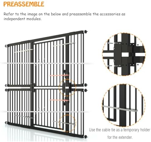 74.8" Extra Tall Pet Gate for Cats，29.5"-51.6" Extra Wide Cat Gate,Pressure Mounted Easy Walk Through Pet Gate with Door for Stairs, Doorways, Kitchen(Black) - Image 5