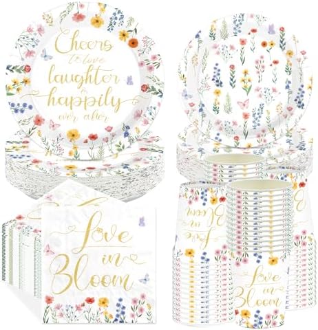 250Pcs Wildflower Bridal Shower Supplies for Engagement Wedding Serves 50 by Greencian