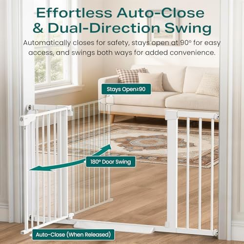 Cumbor 30-46" Baby Gate for Stairs, Auto Close Dog Gate for Doorways White - Image 3