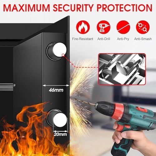 1.3 Cuft Safe Box Fireproof Waterproof, Digital Security Safes for Home Use Fire and Water Proof with Combination Lock, Alarm System and Removable Shelf, Anti-Theft Document Safes For Money, Jewelry - Image 4
