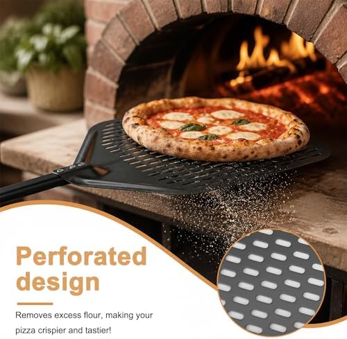 12in Perforated Pizza Peel Paddle Long Handle Compatible with Ninja MO201 - Image 7