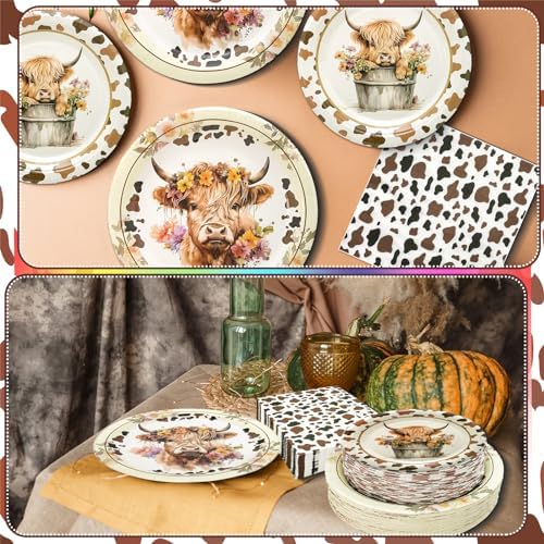 180PCS Highland Cow Paper Plates and Napkins Party Supplies Serve 60 - Image 4
