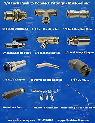 Misting Fittings (1/4 Coupling Tee x 1/4 MPT-Push Lock -Pack of 5) by Mistcooling
