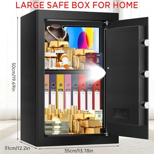 3.4 Cuft Large Safes for Home Use Fire and Water Proof, Anti-Theft Digital Home Safe With Programmable Keypad & Spare Keys, Home Safes Water and Fireproof for Documents Money Valuables - Image 2
