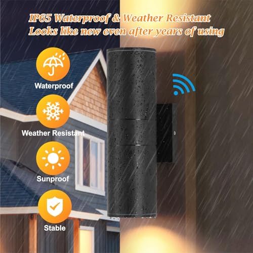 DAKAFUL Dusk to Dawn Outdoor Lighting Sensor Wall Lights 4Pack, 12W 2700K Integrated LED Cylinder Up Down Lights Outdoor, IP65 Waterproof Aluminum Wall Sconce Exterior Wall Light for Porch Patio etc. - Image 3