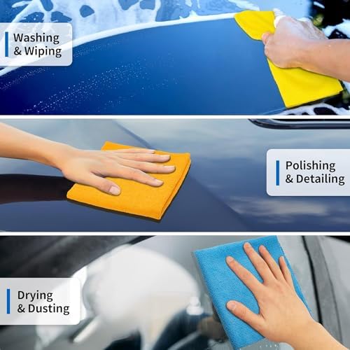 Microfiber Towels for Cars, 72 Pack Microfiber Cleaning Cloths, 11.5"*11.5" Cleaning Rags Towels Bulk Absorbent Lint-Free, All-Purpose for Bar, Office, Household Cleaning - Image 3
