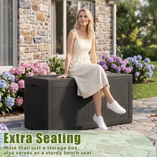 ROJIK 170 Gallon Deck Boxes Outdoor Waterproof Storage Box, Black - Image 6