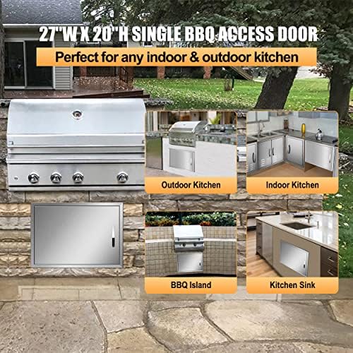 Outdoor Kitchen Doors 27W x 20H Inch, Single BBQ Access Door 304 Stainless Steel for Outdoor Kitchen Cabinet Grill Station or BBQ Island - Image 3