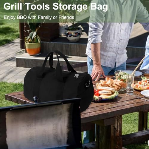 Grill Tool Storage, BBQ Tools Organizer - 18'' Lightweight Waterproof Storage Bag, Folding Design, with Inner Pockets & Shoulder Strap, for Camping, Tailgates, Outdoor BBQ Parties - Image 5