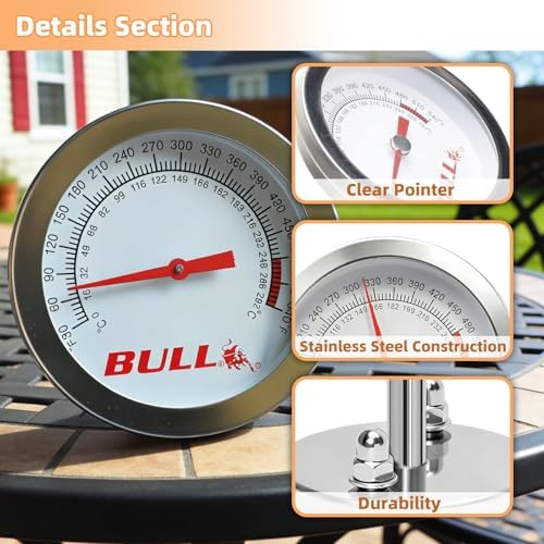 16509 Stainless Steel BBQ Thermometer Gauge for Bull Angus Grills - Image 5