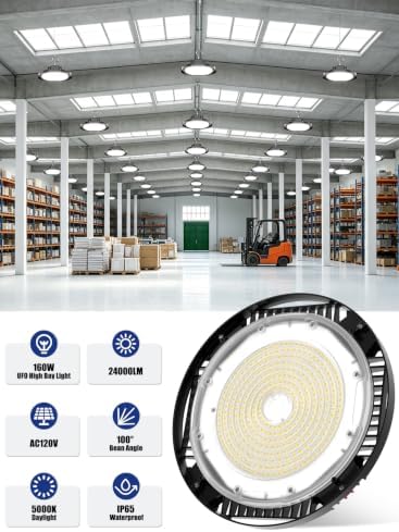 160W UFO LED High Bay Light, 24,000LM, 5000K Daylight, 6-Pack - Image 2