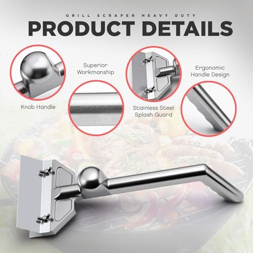Lasnten Griddle Scraper Heavy Duty Grill Scraper Commercial Griddle Scraper Set with 4 Blades Cast Aluminum Flat Top Grill Scraper with Small Beveled Edge Grill Scraper for Restaurants, Bars, Diners - Image 3