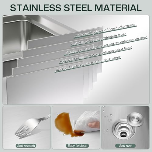 Jocisland 72-Inch Stainless Steel Utility Sink Cabinet with Faucet - Image 3