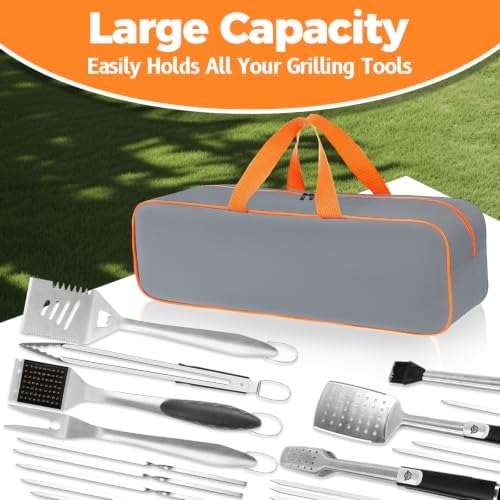 Grill Utensil Storage Bag for Outdoor Grilling, 24 x 8 x 8 in, Gray - Image 4