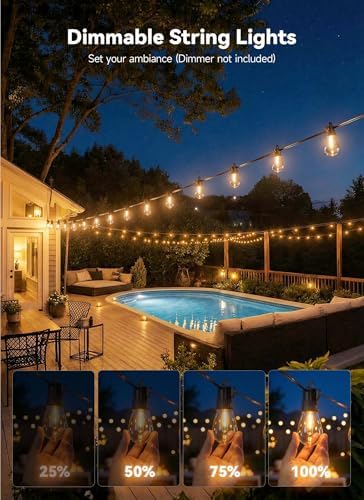 Minetom 101FT Outdoor String LED Patio Lights Waterproof,Shatterproof S14 Vintage Edison Bulbs,Commercial Grade Outside Hanging Lights Waterproof for Porch Deck Garden Backyard Balcony Cafe Bistro - Image 2
