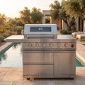 46'' Gas Outdoor Kitchen Barbecue Island, 6-Burner 75300 BTU Grill, Silver by Dvasovio