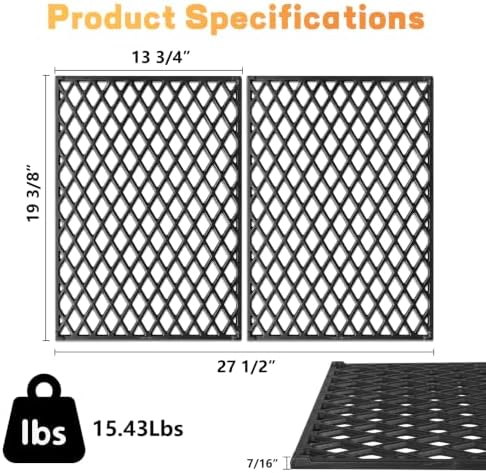 Cast Iron Grill Grates for Pit Boss 820/850 Series, 2 Pack Pit Boss Grill Grates Replacement Parts for PB820 PB820D PB820D3 PB820XL PB850PS2 PB850XL,Pro Series II 850,Navigator 850 Wood Pellet Grill - Image 2