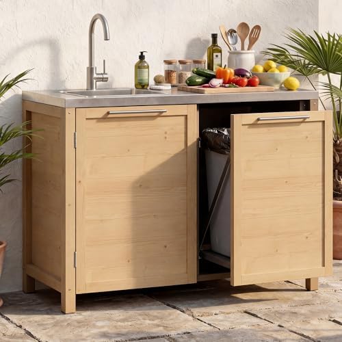 MOUMON Patio Kitchen Sink Cabinet with Stainless Steel Countertop by MOUMON