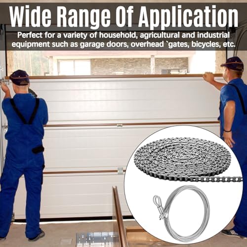 Tandefio #41 20 ft Roller Chain for Gate Openers with 2 Connecting Links and Cable Garage Door Opener Chain for Automatic Sliding Gate Extension Replacement Garage Hanger Door Karts - Image 6