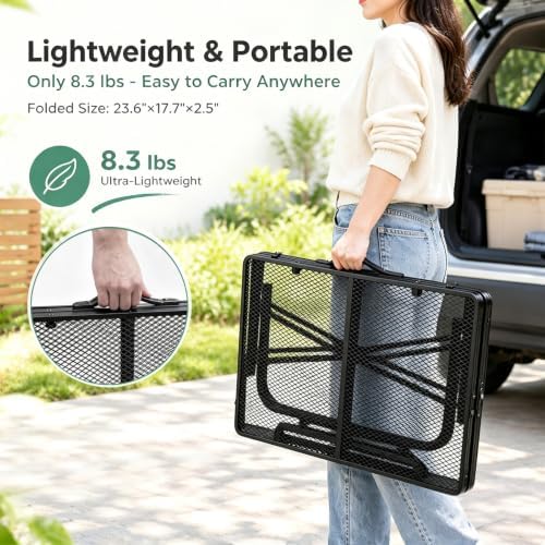 JOUYEK Folding Grill Table,3x2 FT,X-Frame Adjustable Height Camping Table - Image 5