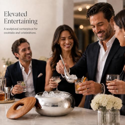 nambe Scoop Ice Bucket | Insulated Ice Bucket with Lid and Ice Scoop | Stainless Steel Chiller for Cocktail Bar, Parties Barware and Serve ware | Home Bar & Bar Cart Accessory | Dishwasher Safe - Image 2