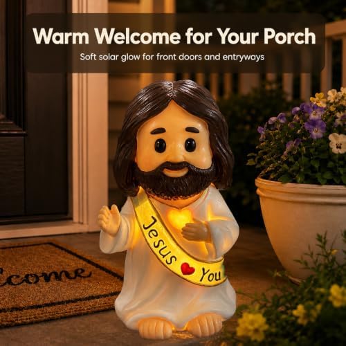 Jesus Love You Solar Lighted Figurine,10.2in Resin Outdoor Figurine Lights - Image 5