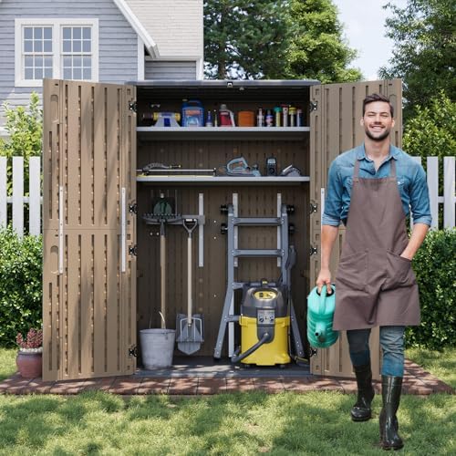 Aoxun Outdoor Storage Shed with 2 Shelves & Floor, 64 Cu.Ft Storage Cabinet - Image 2