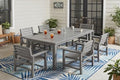 Perli™ 7-Piece Outdoor Dining Set, All-Weather HDPE Patio Furniture with 6 Ergonomic Chairs & Large Table, Built-in Umbrella Hole, UV-Resistant Set for Backyard, Deck, Poolside, Grey by PatioKingdom