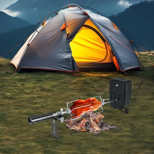 Battery-Powered Rotisserie Grill Kit 360 Rotating Grill BBQ Rotisserie Home Adjustable Stainless Steel Rotisserie Electric Grill for Most Gas Grills, Includes Spit & Motor - Image 3