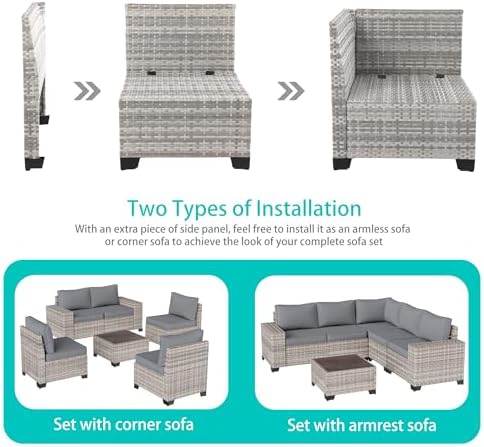 Outdoor Patio Furniture Set PE Wicker Rattan Outdoor Sectional Sofa - Image 3