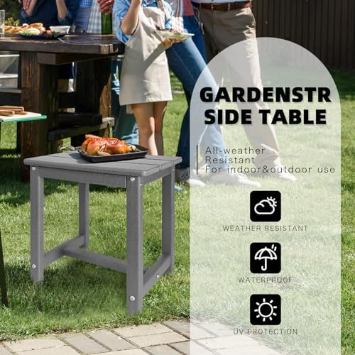GARDENSTAR Adirondack Square Side Table,one-Tier Outdoor end Table, Patio Side Table for Pool,Porch,Backyard,Relaxing Companion (Grey) (Pack of 2) - Image 4