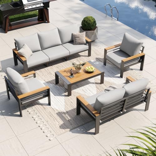 Aoxun Patio Furniture Set, Aluminum Outdoor Furniture with Oversized Seats by Aoxun