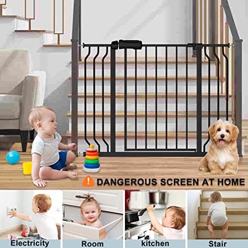 Extra Wide Baby Gate 53-62 Inch Black Walk THR Dog Gates Doorways House No Drill Pressure Mounted Auto Close Long Child Safety Gate for Kids and Pet - Image 6