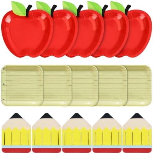 180Pcs Back to School Red Apple Paper Plates and Napkin Set,Serves 60 by Osonm
