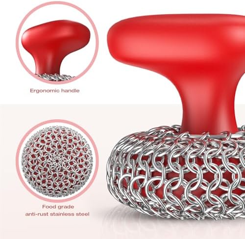 Cast Iron Scrubber Dish Scrub Brush 316 Chainmail Scrubber for Cast Iron - Image 3