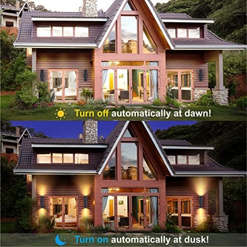 DAKAFUL Dusk to Dawn Outdoor Lighting Sensor Wall Lights 4Pack, 12W 2700K Integrated LED Cylinder Up Down Lights Outdoor, IP65 Waterproof Aluminum Wall Sconce Exterior Wall Light for Porch Patio etc. - Image 2