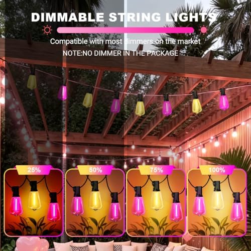 26FT ST38 Pink Warm White Outdoor String Lights, Valentine’s Day Patio Lights, 12+1 Shatterproof Edison LED Bulbs Waterproof Connectable String Lights for Bistro, Christmas, Wedding, Party Yard Decor - Image 5