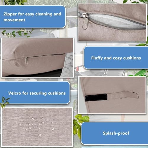 7 Piece Metal Outdoor Patio Furniture Set with 48"/55000 BTU Round Fire Pit Table,Outdoor Dining Table Set 6 Swivel Chairs No-Slip Cushions and Waterproof Covers,Sand - Image 3