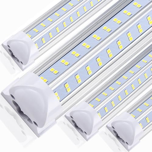 4 Pack, LED Shop Light, 4FT 60W 9000LM 5000K, Daylight White, V Shape 4 Row, Clear Cover, High Output, Linkable, T8 LED Tube Lights, Shop Lights for Garage 4 Foot with Plug by BSKBESTKA