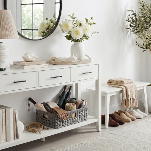 GRANNY SAYS Wicker Storage Baskets for Shelves, Waterproof Gray Baskets - Image 4