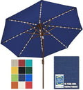 EliteShade USA 10-Year-Non-Fading 9ft Market Patio Umbrella, Commercial Grade Table Sun Umbrella with 80 Solar LED Lights, Crank Open, Windproof & UPF 50+ UV Protection for Garden, Deck, Pool, Backyard, Navy Blue by EliteShade
